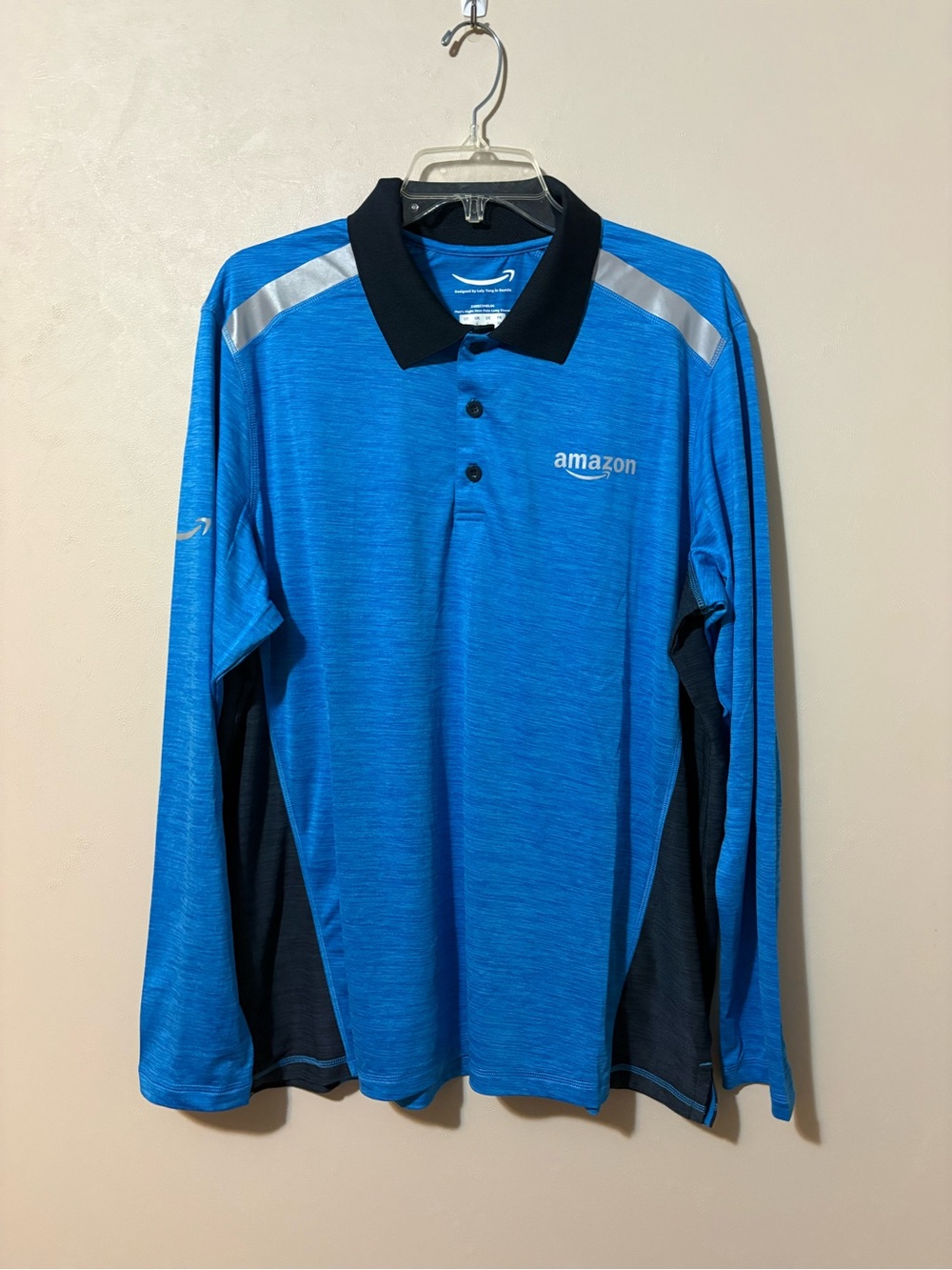 Amazon Men's womens  Blue Long-Sleeve Performance Polo size large